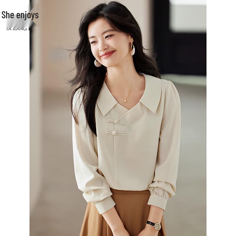 Women s Oriental Style Frog Button Long-Sleeve Blouse L