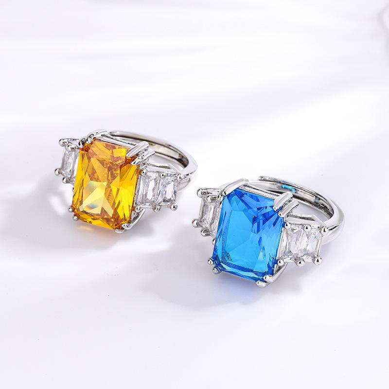 Ring Women'S Vintage Topaz Sapphire With Sky Opening Premium Blue Temperament Women'S Ring