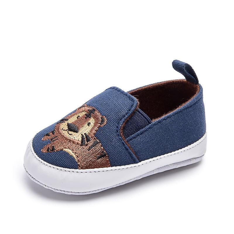Baby Cartoon Canvas-Schuhe zum Hineinschlüpfen, Weiche Sohle, 0-12 Monate