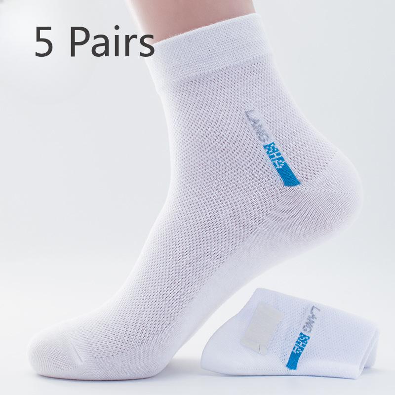 5 Pairs of Men's Summer Business Mesh Breathable Mid Calf Socks