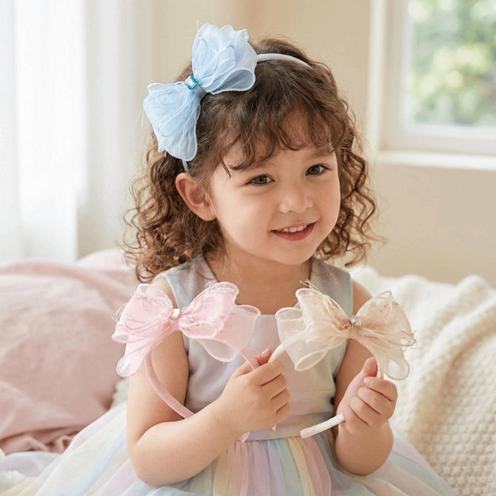 Solid Color Sparkling Bow Hairband Rhinestones Kids Hair Accessories  Children Accessories