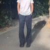 Why Come To This American Plaid Pants Men's Summer Thin Micro-machete Pants Straight Casual Sweatpants