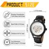 Automatic Watch with Luminous Hands and Genuine Leather Analog Roman Large Professional Perfect Gift for Day Men's Strap Waterproof, Mechanical,