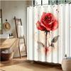 Elegancka Akwarelowa Czerwona Róża Zasłona Prysznicowa, Efekt Rozprysku, Poliester Odporny na Blaknięcie, 12 Haczyków, Idealna do Dekoracji Łazienki
