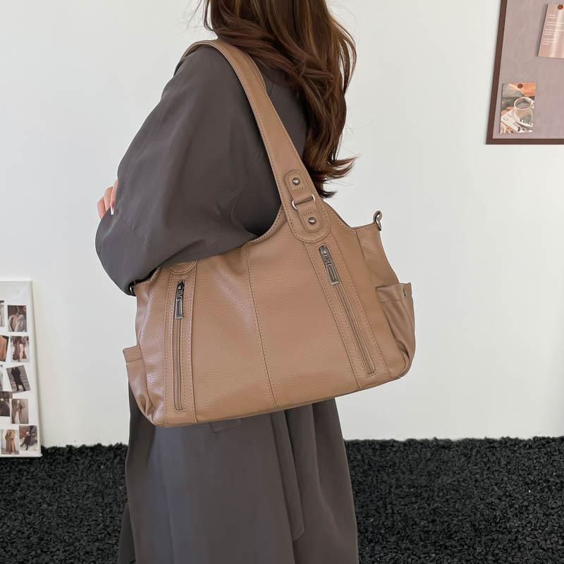 Womens Stylish Litchi Texture Handbag Adjustable Strap Vintage Leather Shoulder Bag for Daily  for Daily Commute Work Shopping and Weekend Outings