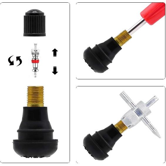 Tire Valve Stem Puller taller Tool Kit, 6 Pcs Snap-in Valve Stems & 15PCS