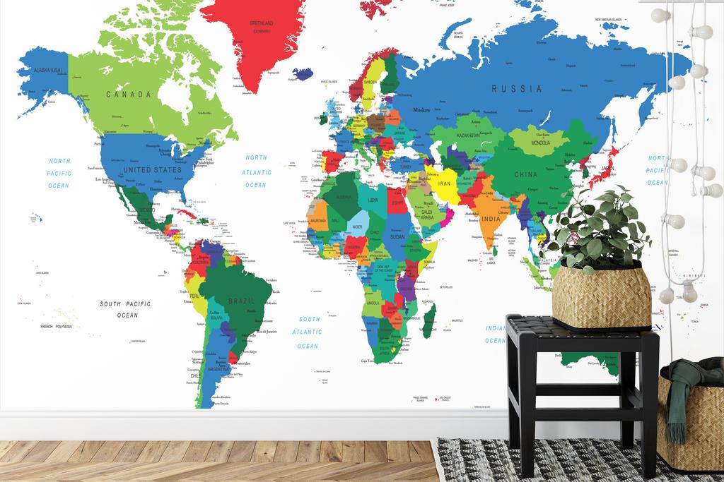 Photomural World Map Washable Fleece 368x254