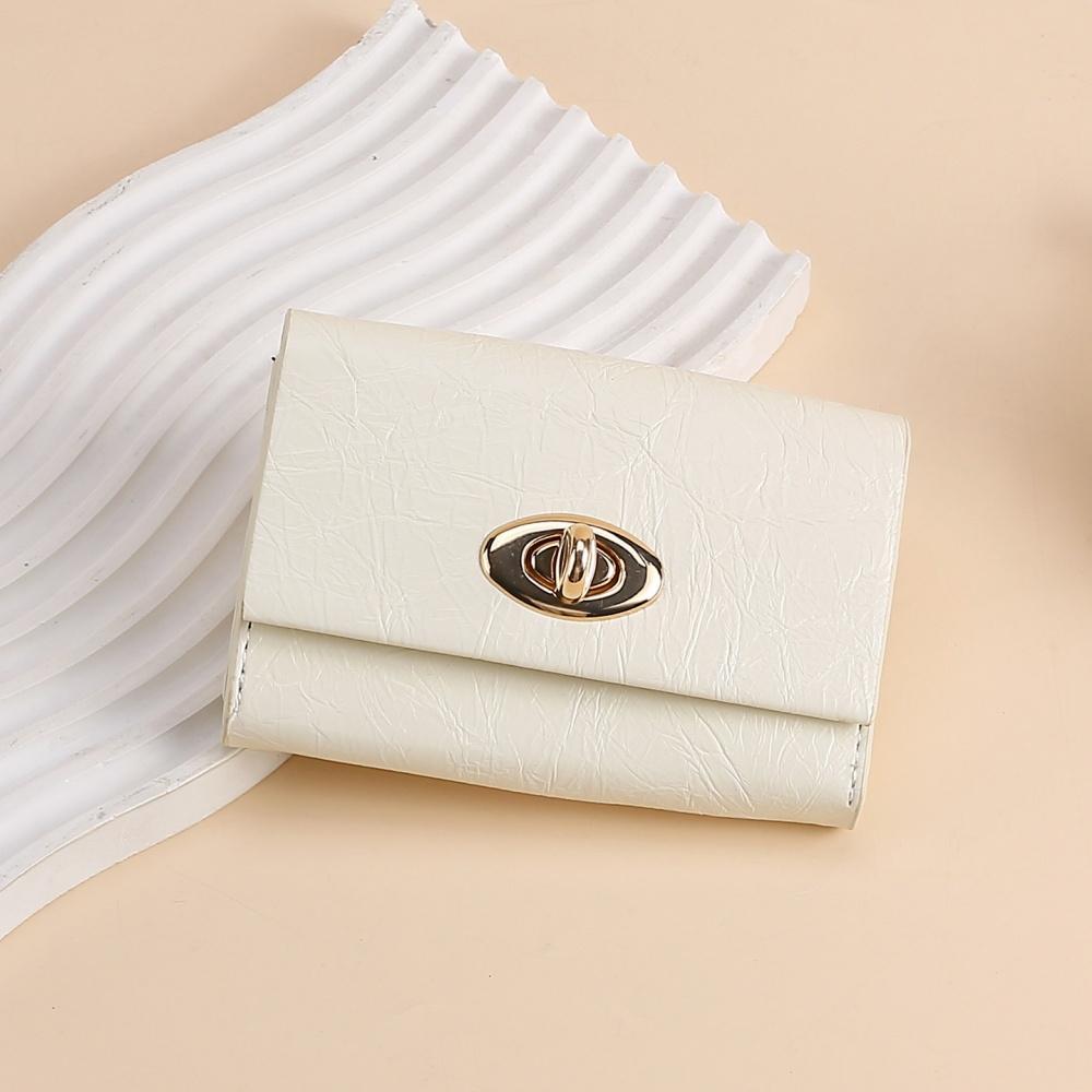 Zipper Coin Purse White Card Holder Women'S Wallet Silver Oil Leather Wallet For Daily Use Casual Outings Travel