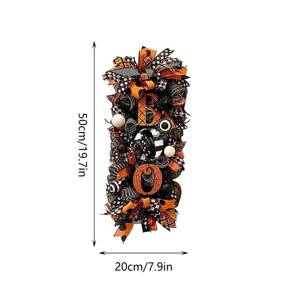Halloween Wreath Garland Door Hanging Decoration BOO Doorplate Pumpkin Pendant Home Party Supplies for Porch Yard