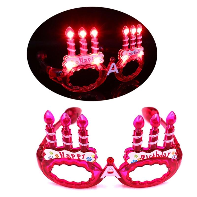 Birthday Cake Glasses LED Light Up Glasses for Kids and Adults Birthday Halloween Christmas Festival Gathering