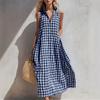 Sommerliches lockeres bequemes ärmelloses kariertes Kleid für Damen, lässiges Western-Stil-Kleid für alltägliche Ausflüge
