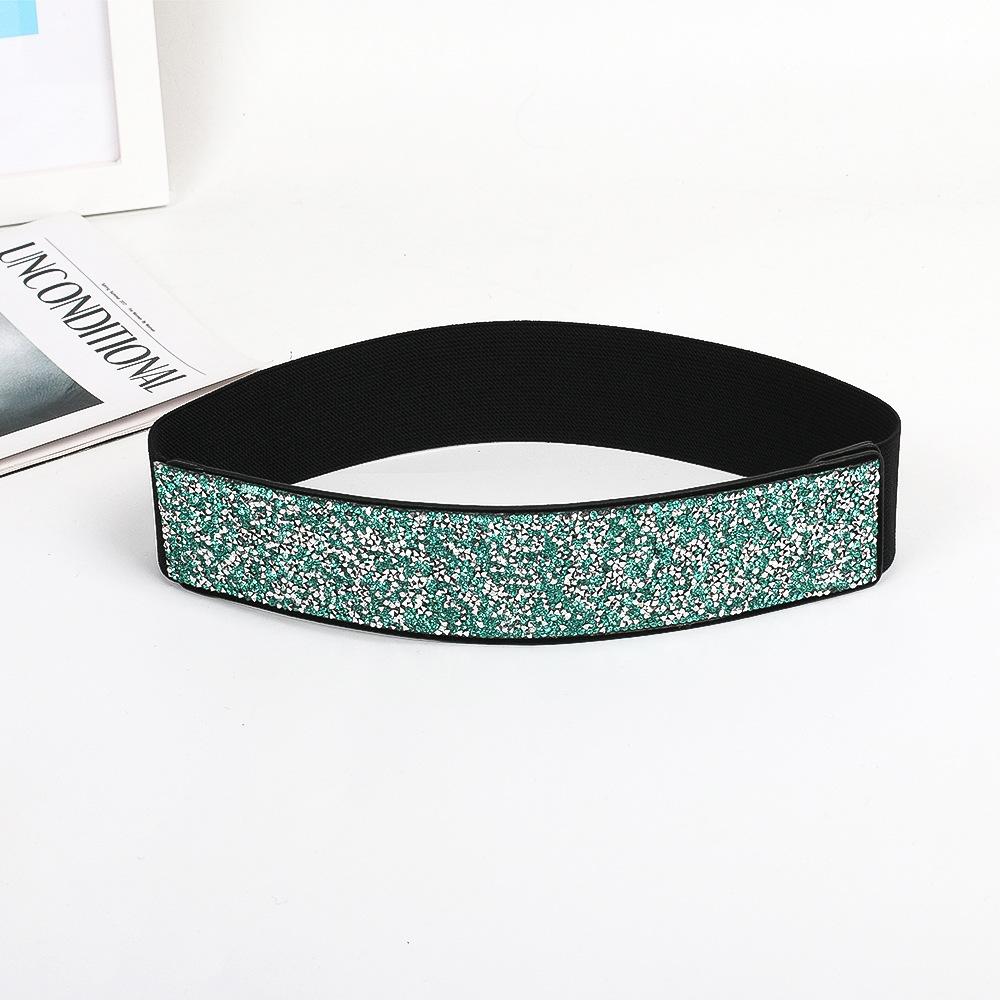 Rhinestone Elastic Wide Belt Flash Diamond Women's Versatile Waistband Fashionable Elastic Belt