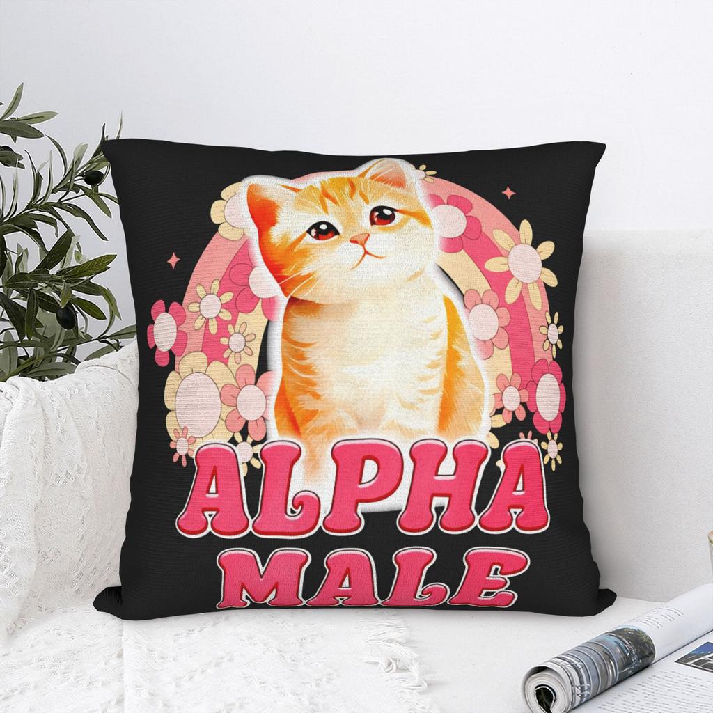 Alpha Male Cat Kitten Rainbow Floral Pillow Case Soft Pillow Cover Novelty Pillowcases For Sofa Home Decoration