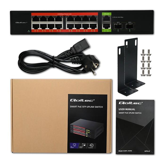 Gigabit Ethernet SWITCH PoE 16xRJ45 2xRJ45 2xSF