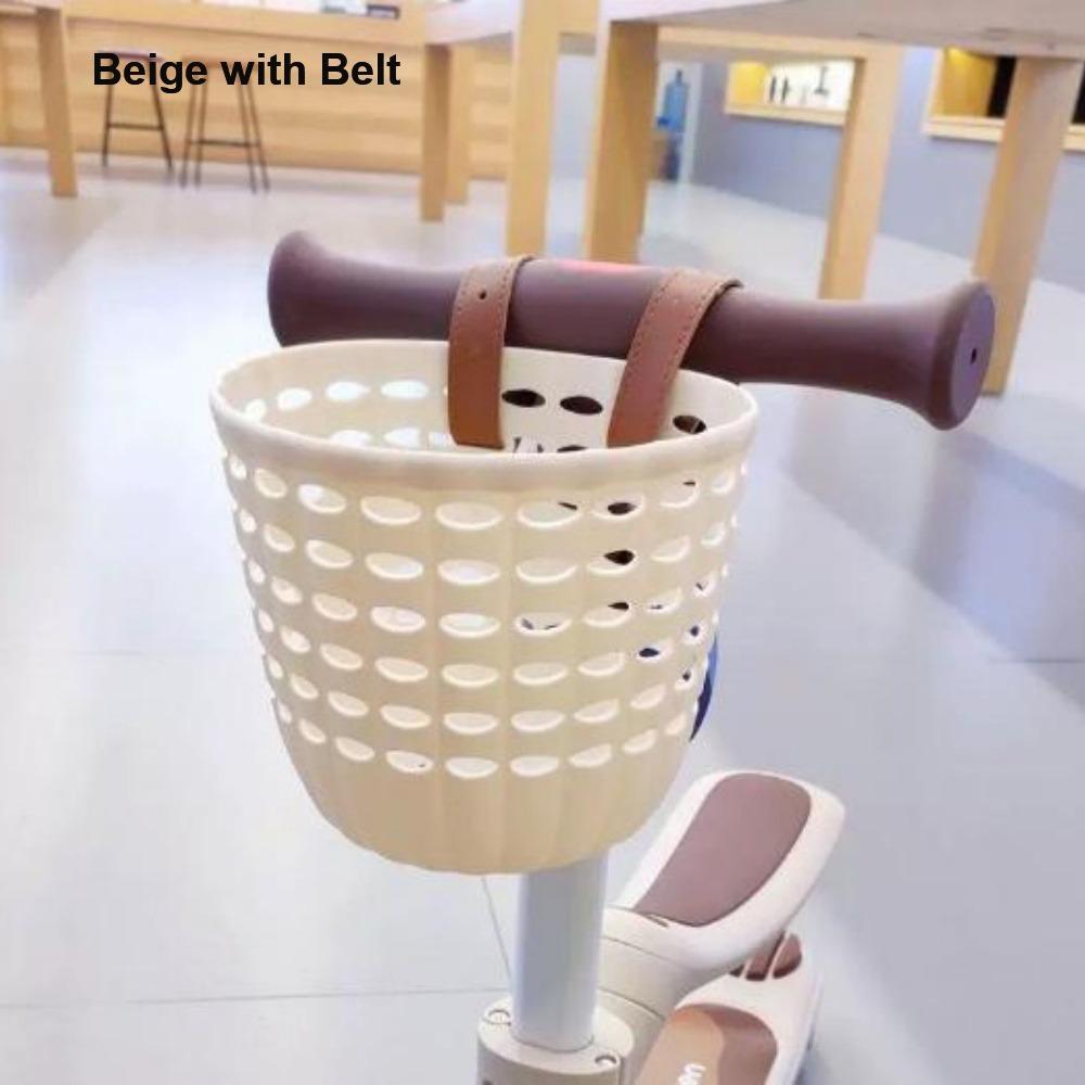 Adjustable Strap Bike Basket Retro Woven Plastic Front Riding Basket 7 Styles Durable Front Handle Carrier