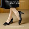Square Head Thick Heel Patent Leather Nude High Heels Women's Spring and Autumn New Daily Versatile Middle Heel Fashion Shoes