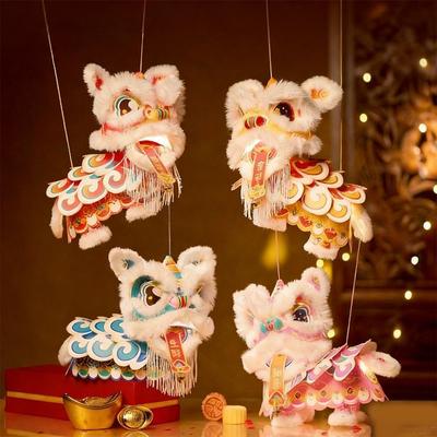 Zestaw Materiałów DIY Lampion Lwa Chińskiego Nowego Roku Wodoodporny z Frędzlem Starożytny Lampion Noworoczny Atmosfera Festiwalu