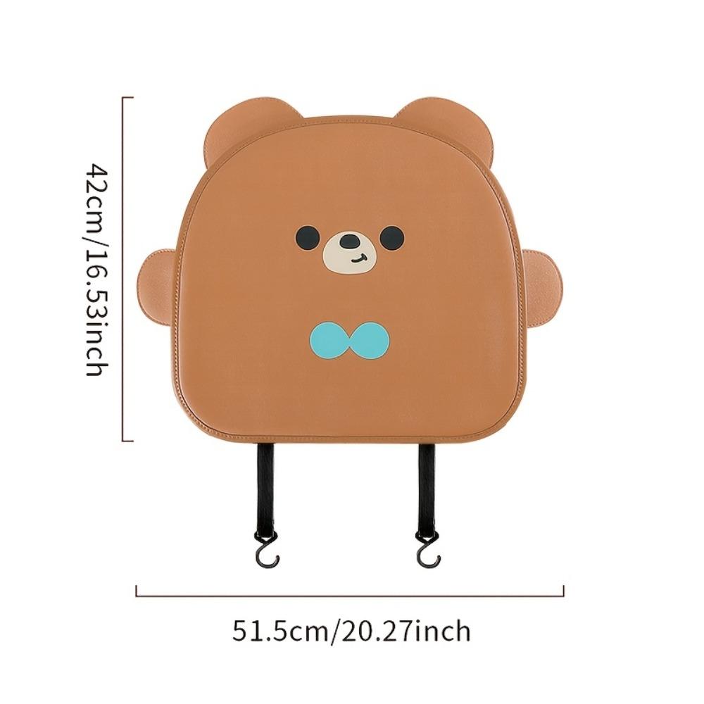 1PC Cute Bear Faux Leather Car Anti-Kick Pad Multifunctional Seat Back Protector,Dirt Resistant, Easy To Clean, Easy To Install,Fits Most Vehicles