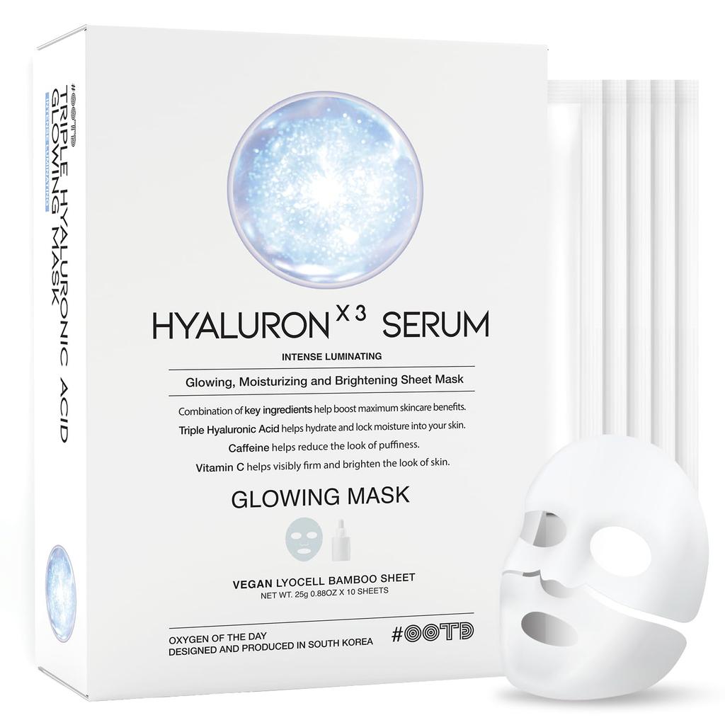 Triple Hyaluronic Acid Face Individually For deeply plump each mask provides daily mask pack with Vitamin C and Korean Hyaluron Serum Sheet Mask,
