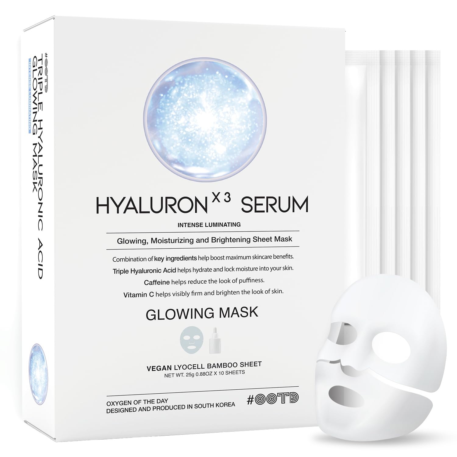 

Triple Hyaluronic Acid Face Individually For deeply plump each mask provides daily mask pack with Vitamin C and Korean Hyaluron Serum Sheet Mask,