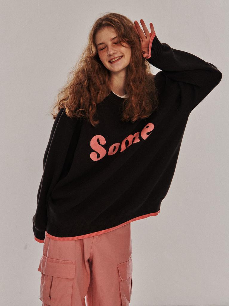 SOME PLACE Some Graphic Oversized Pullover Knit T-Shirt [Brown]