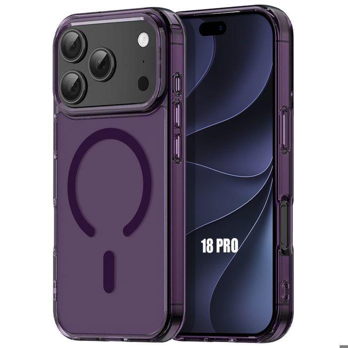 Coque pour iPhone 18 Pro, Antichoc Anti-Rayures avec Cercle Magnétique - Translucide Violet
