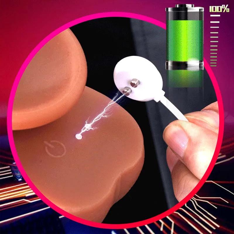 Rechageble Artificial Dildo Vibrator for Women Orgasm Powerful Sexy Toys Machine Telescopic Realistic Penis Foreskin Real Moving