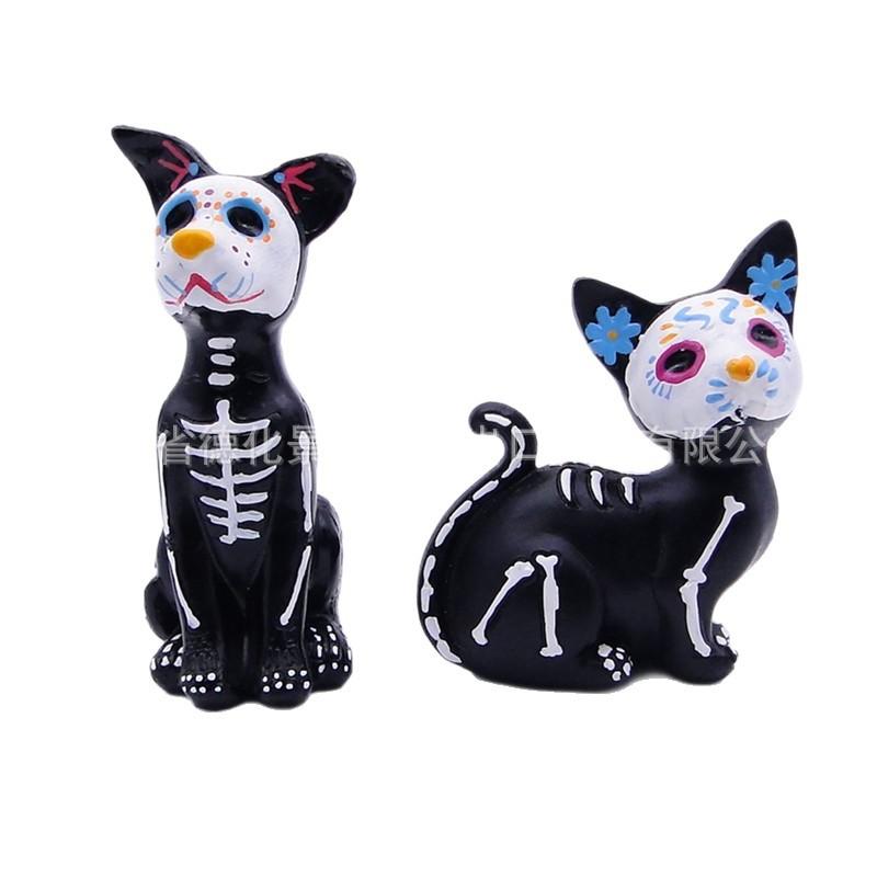 Direct Halloween Resin Crafts Ghost Festival Ornaments Cute Little Flower Cat Dog Ornament Dead Man's Day Gifts