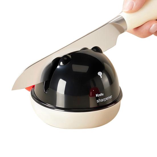 Cute Bear-Shaped Knife Sharpener Stable Vacuum Suction Cup Knife Sharpener Tungsten Steel Whetstone чёрный