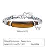 Trendy Natural Tiger Eye Stone Turquoise Bracelet for Men, Stainless Steel Adjustable Wristband, Punk Fashion Jewelry Gift
