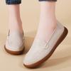 Women's casual large-sized spring and summer breathable loafers, walking leather shoes, fashionable flat work shoes for women