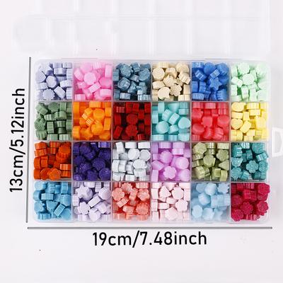24 Colors Sealing Wax Beads Box, Premium Wax Seal Beads, Star Wax Box for Wax Seal Stamp, Gift Wrapping, Invitation Wedding
