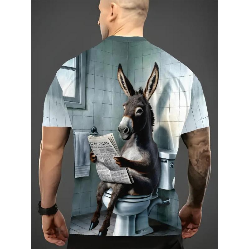 Großes Herren Esel Muster 3D Gedrucktes Herren Rundhals Kurzarm T-Shirt Sommer Mode T-Shirt Lässig Bequem Vielseitiges Oberteil