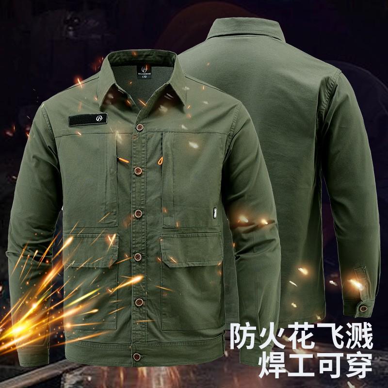 Cotton Stretch Workwear Set Men Long Sleeve Shirt Pants Military Style Tactical Uniform Outdoor Labor