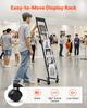 Brochure Display Rack, Narrow 6-Tier Magazine Literature Display Stand with Wheels, Metal Floor Standing Magazine Rack, Movable Newspaper Catalog