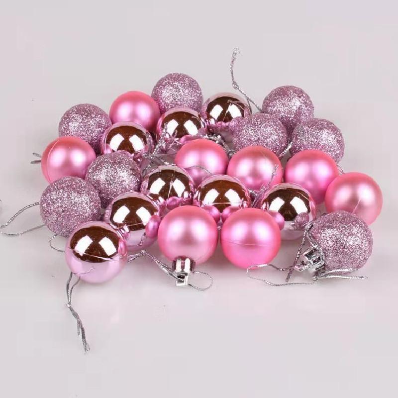 30mm Pack 24 Christmas Matte And Glitter Decor Ball Festival Props Atmosphere