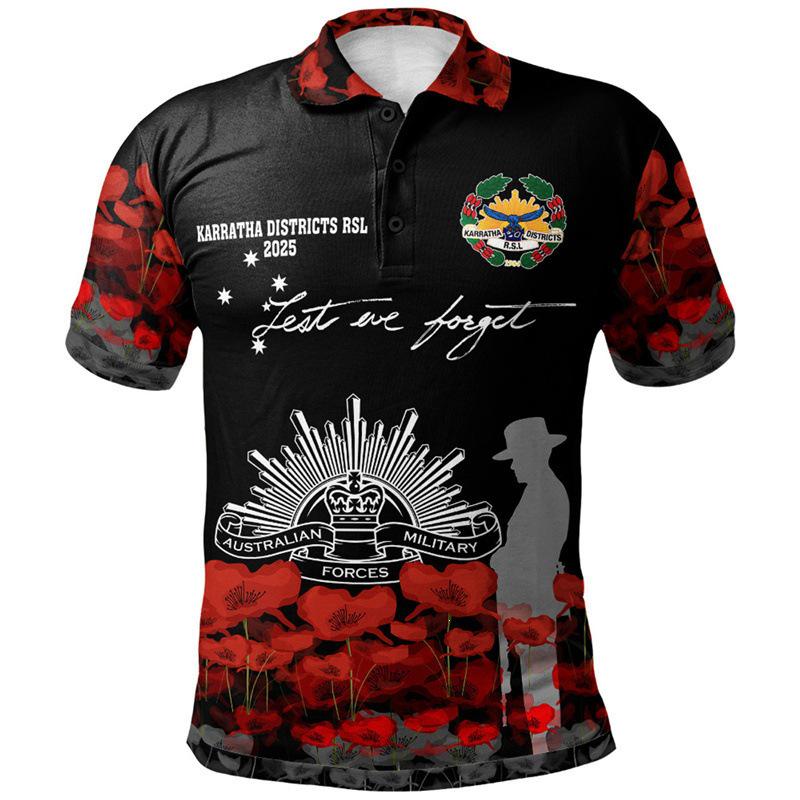 Anzac Day Men's Polo Shirt - Short Sleeve Lapel Golf Tee 2025