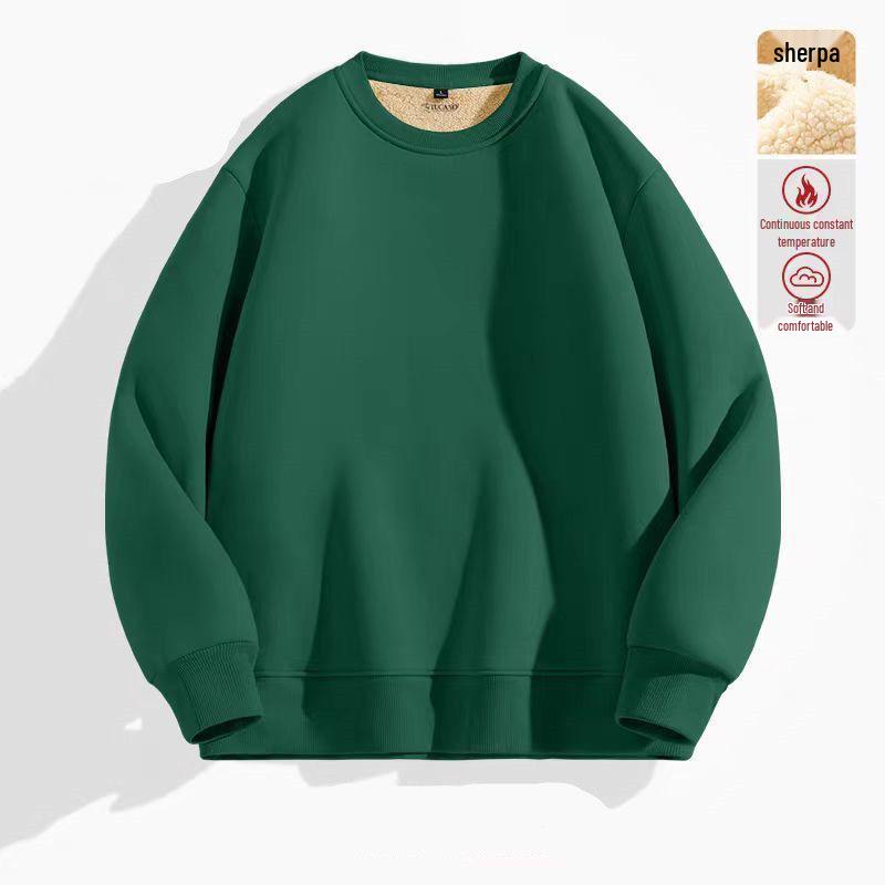 Men's 2024 Winter Lambswool Velvet Crewneck Sweatshirt - Trendy & Casual Jacket