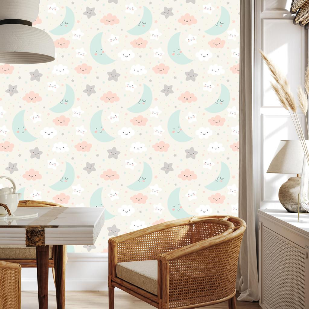 Clouds and Stars Wallpaper for Living Room and Bedroom 50x1000