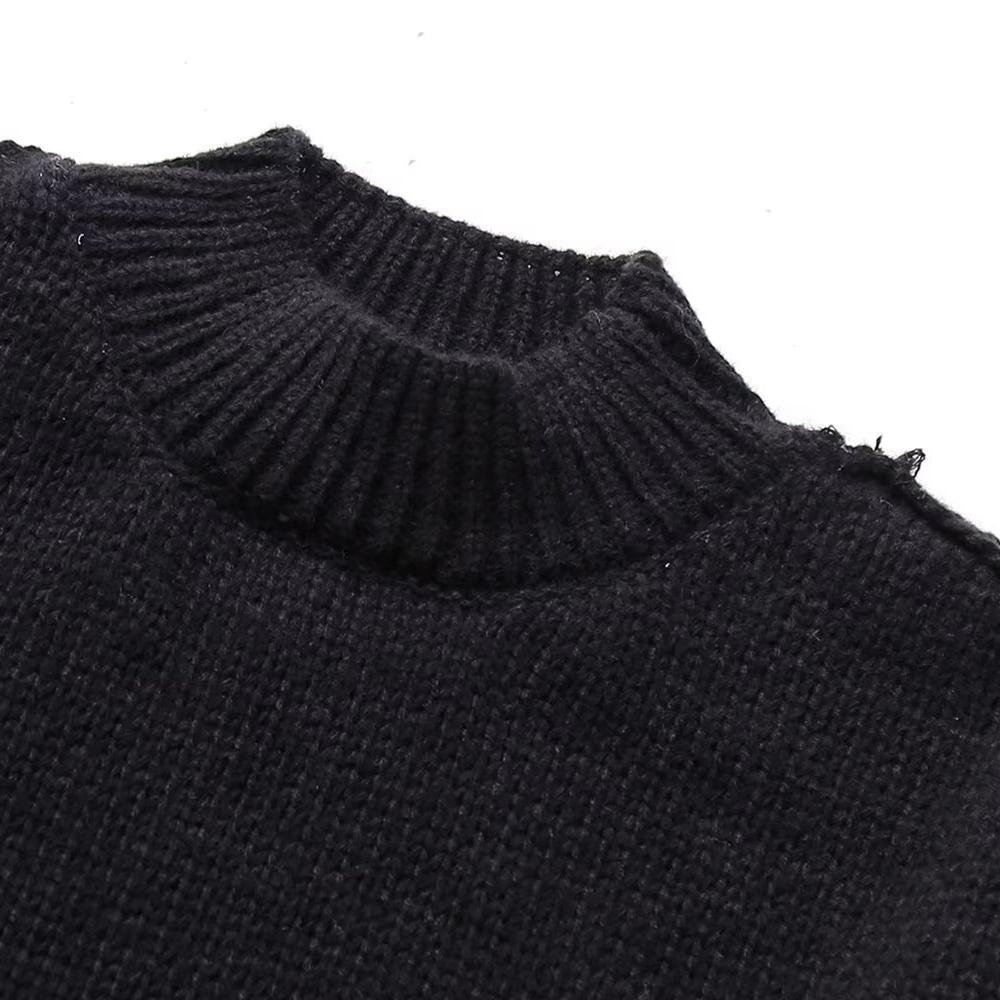 Women Fashion Round Neck Knitted Jumper 2024 New Autumn Winter Long Lantern Sleeve Sweater Female Hight Street Warm Lady Chic Pullover Sweater