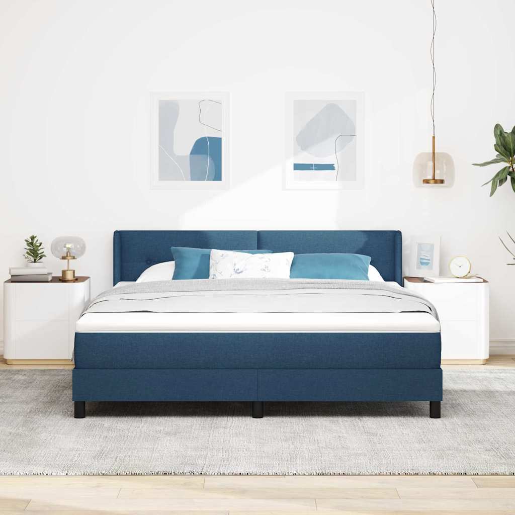 Box Spring Bed with Headboard Blue 200 x 180 cm Fabric