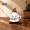 Farmhouse Coffee Station Decorations Bar Table Ornament, Wooden Theme Stand with Stable Corner Decorative Base, Retro Tray for Kitchen Countertop