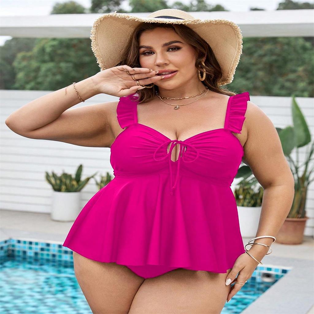 Women's Plus Size Two-Piece Tummy Control Swimsuit with Shorts