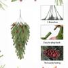 2Pcs Christmas Teardrop Swag Wreath Fake Norfolk Pine Stairway Swag with Pinecone Winter Xmas Hanging Greenery Garland Decoration