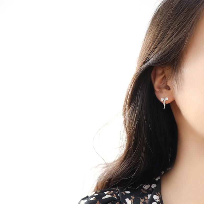 Sweet and Cool Girl Earrings Simple and Exquisite Bow Design Earrings Student Earrings