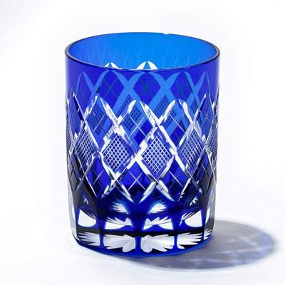 Kobo Offiziell Direkt Edo Kiriko Yarai Uoko Wappen Altes Glas TB90415B Holzbox Hergestellt in Japan [Taimuro Verkauf] (Ruri)