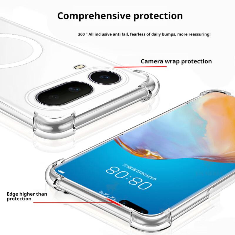 Clear Magnetic Four Corner Airbags Prevent Falls Case For Honor Magic 8 Pro Air Slim Crystal Shockproof Protective Cover
