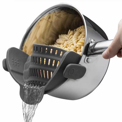 Universal Silicone Clip On Pan Pot Strainer Anti Spill Pasta Pot Strainer Food Grade Fruit Colander for Pasta Fruit Vegetable