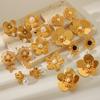 French Style 18K Gold Stainless Steel Flower Studs, Fashionable Retro Elegant Pearl Earrings for Women