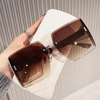 New Borderless Square Sunglasses Women Designer Fashion UV400 Sun Glasses Outdoor Driving Eyewear Oculos De Sol